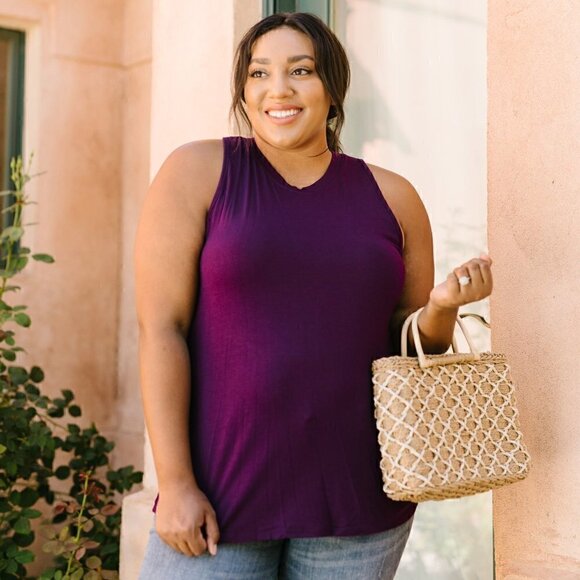 Cherish Tops - Cherish Plum Twist Racerback Workout Tank